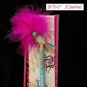 Betsey Johnson Collectible Pink Feather Bird Pen